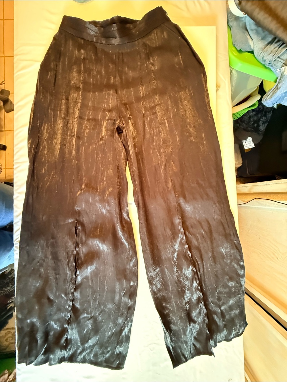 Y2K Dark Boho Goth Glam Avant-garde Forever 21 Black Wide-Leg Split Front Pants - Picture 4 of 7